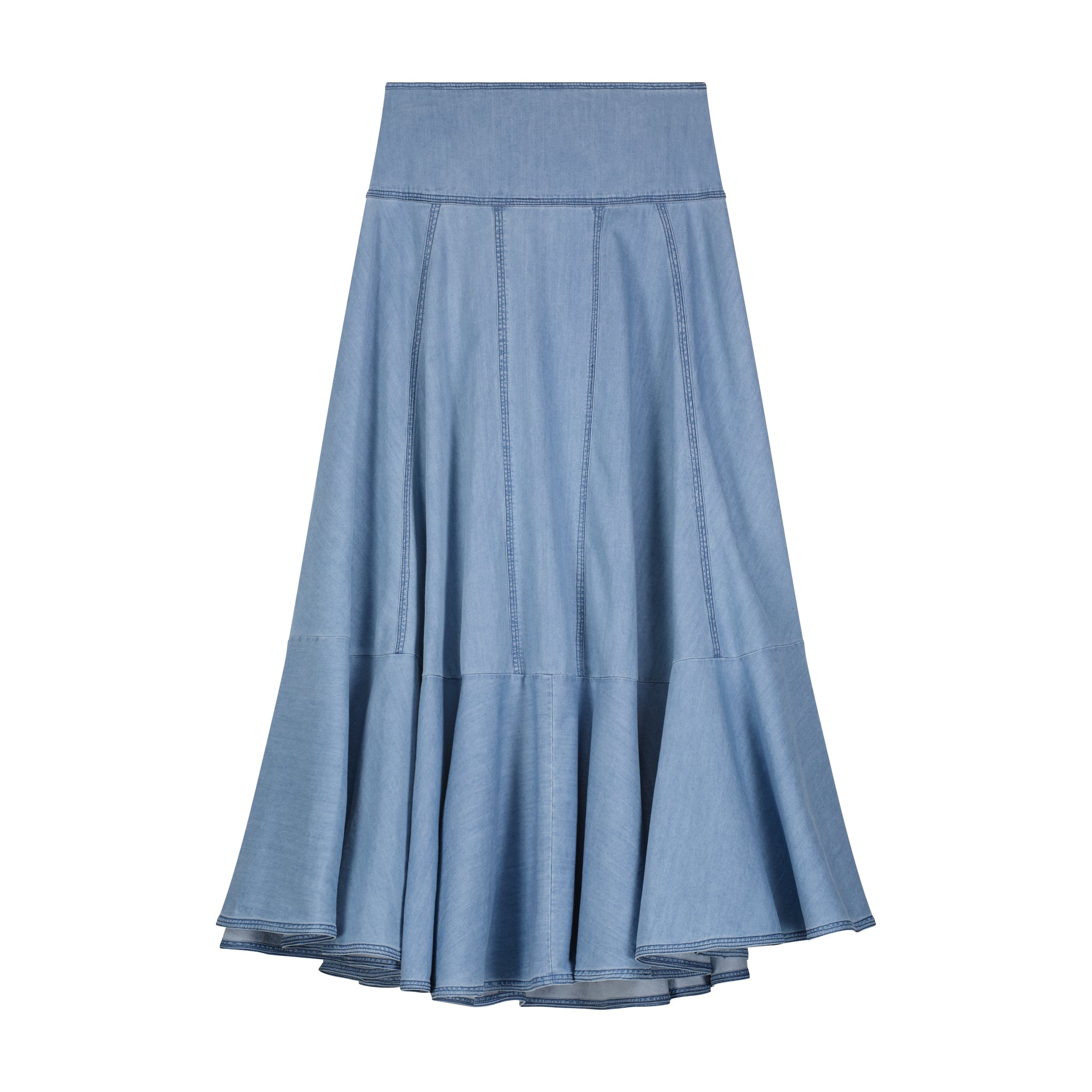 Bliss Yoke Aline Denim Skirt Light Blue