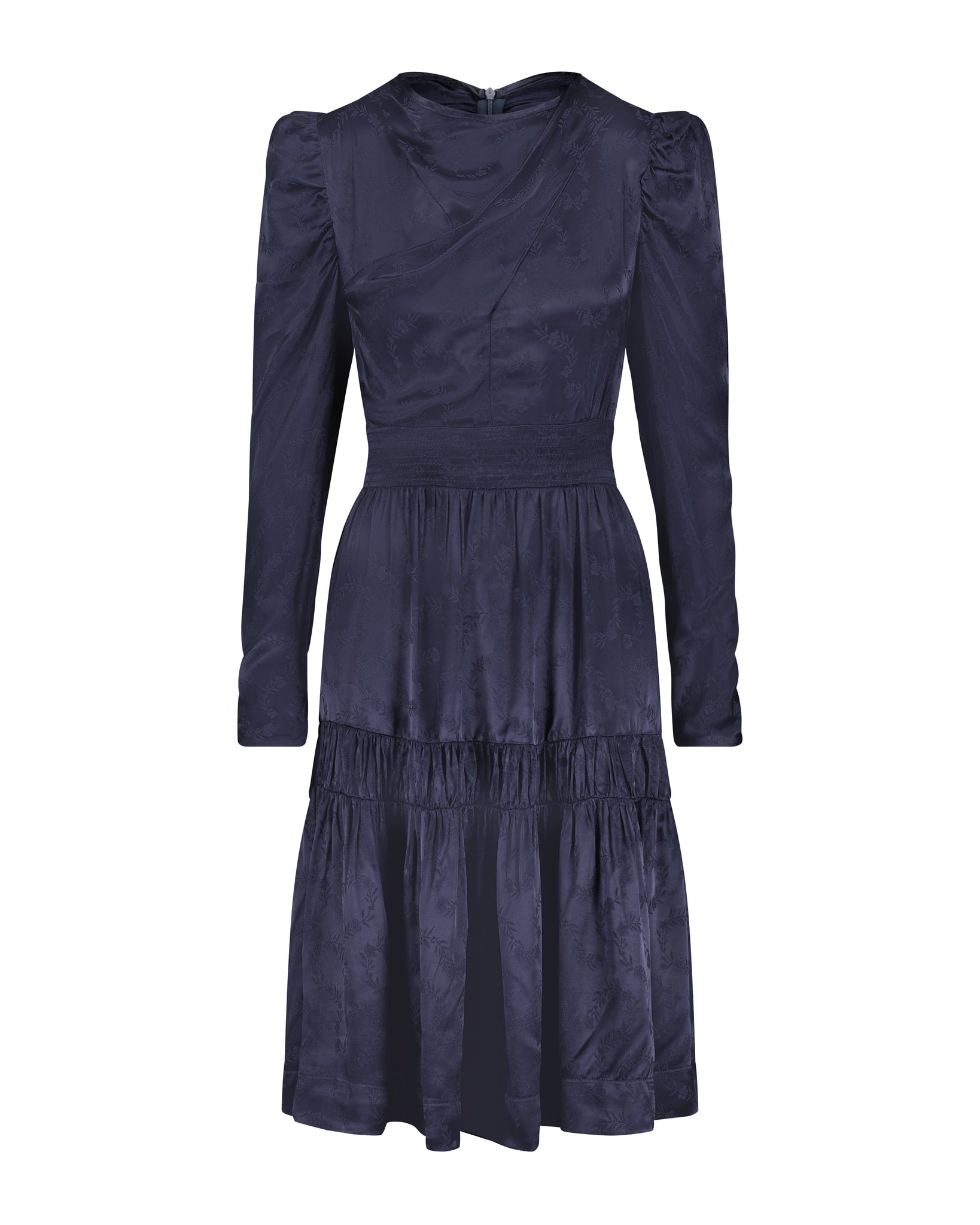 Rose Gold Satin Drape Dress Navy