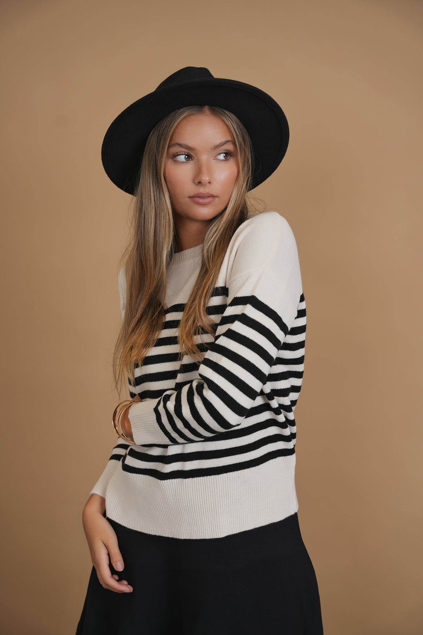 Bliss Oversized Striped Sweater Black & White