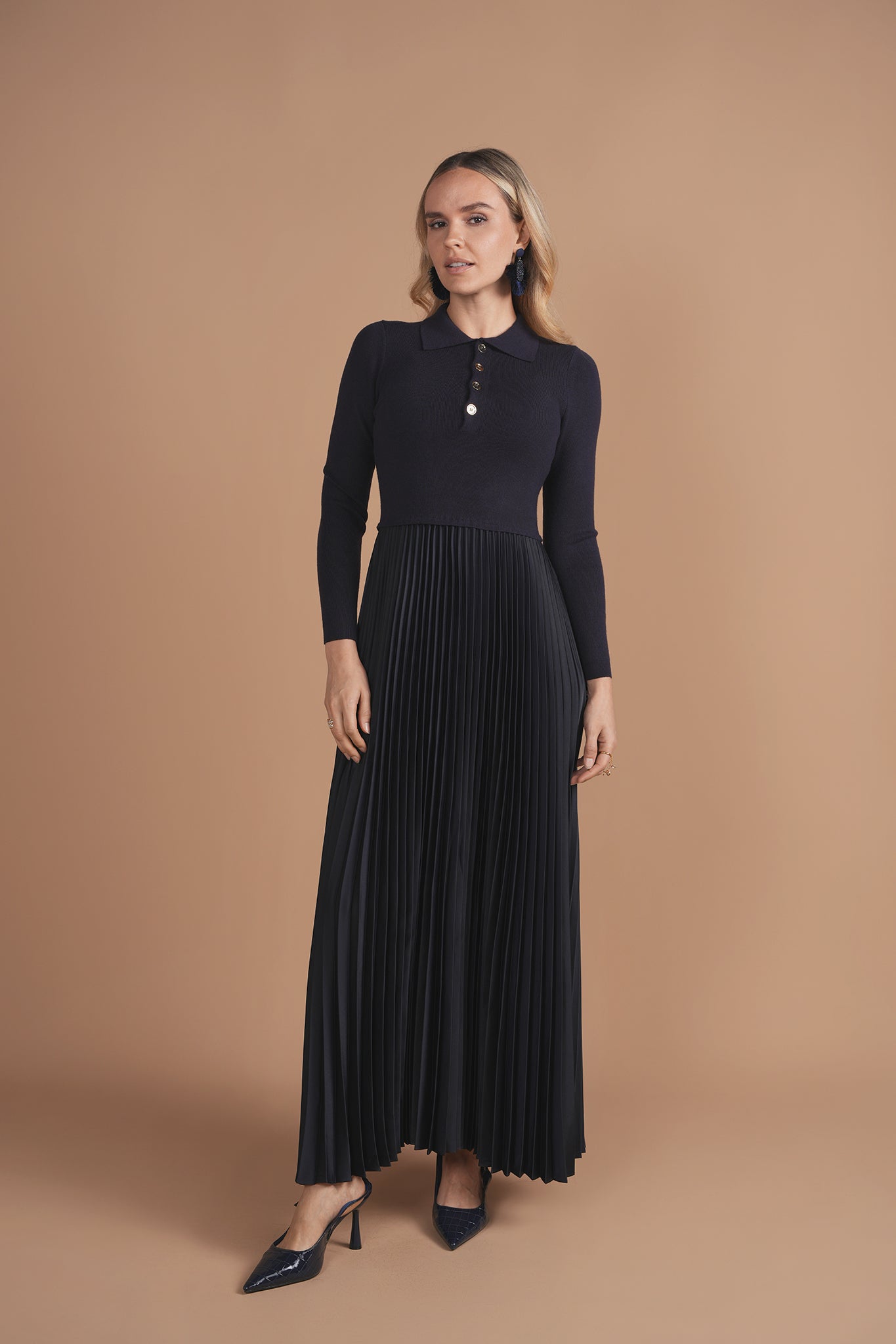 Bliss Polo Pleated Combo Navy