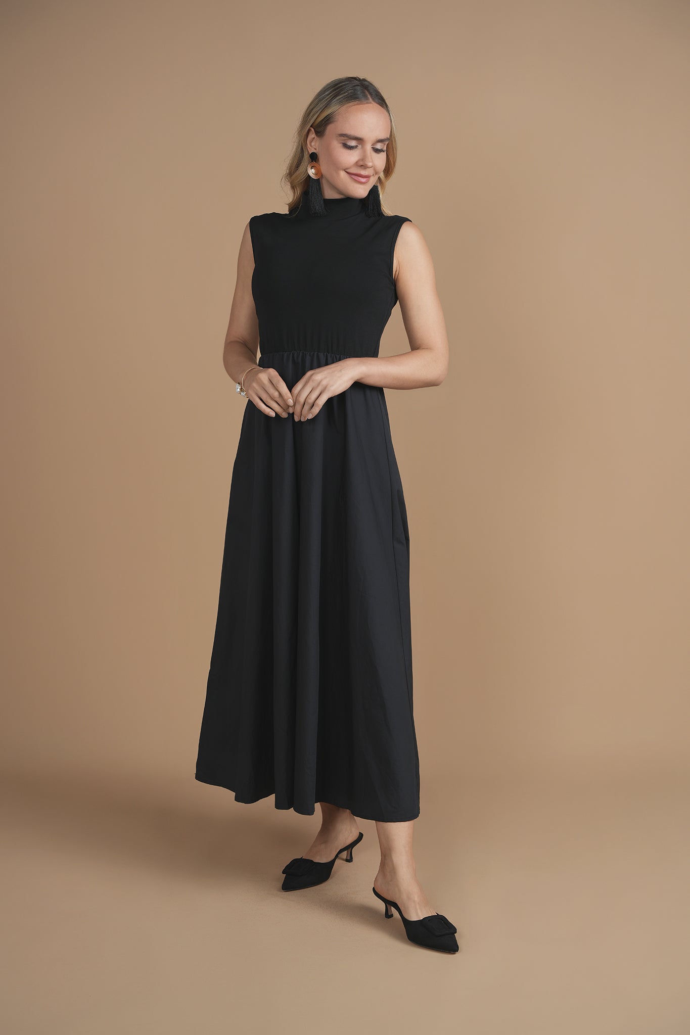Bliss Mock Neck Poplin Jumper Black