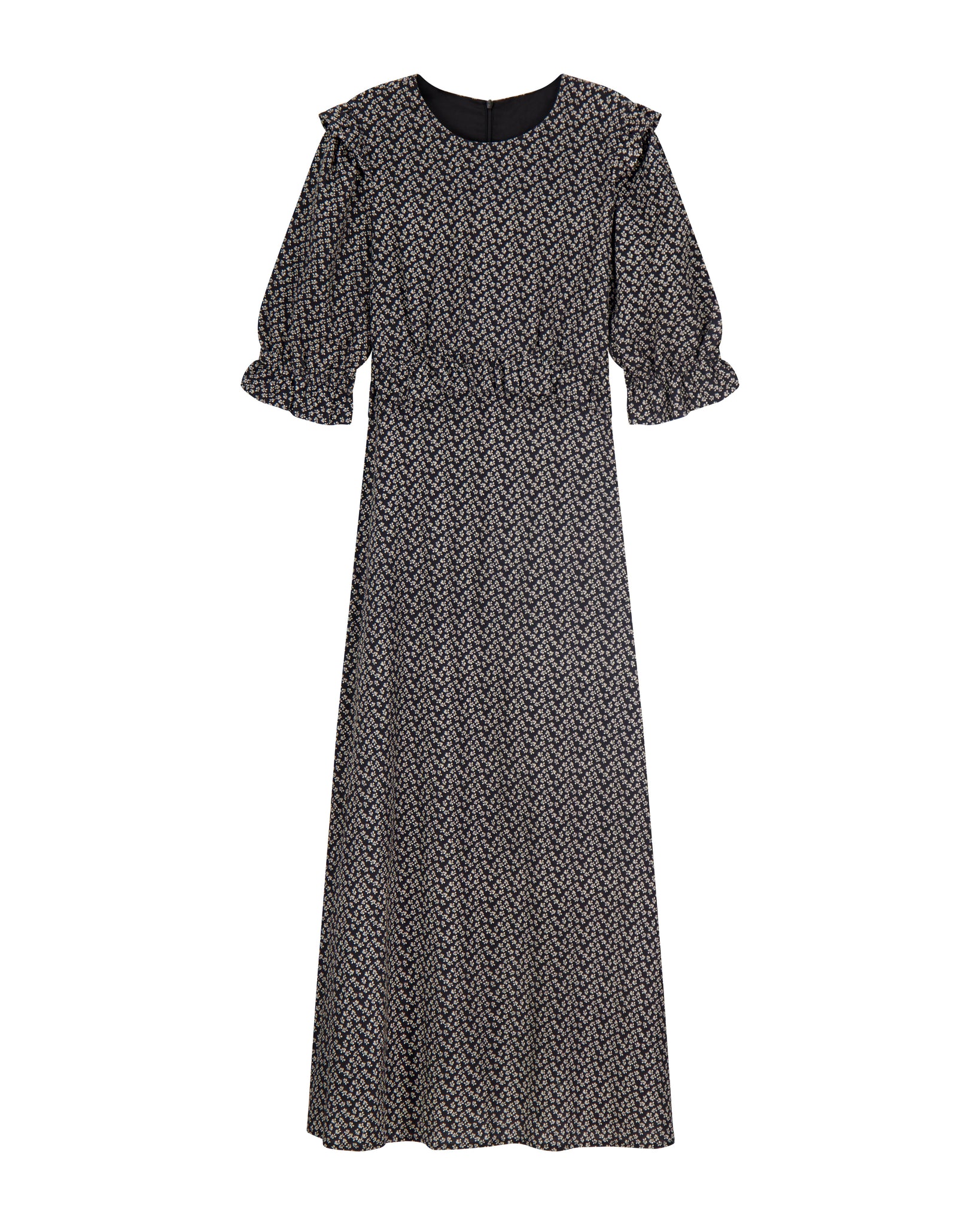 empire waist flutter sleeve dress A-line Tea-Length Chiffon Mother of the Bride Dress with Flutter Sleeves and Floral Beaded Empire Waist S5030M - Mother of the Bride Dresses