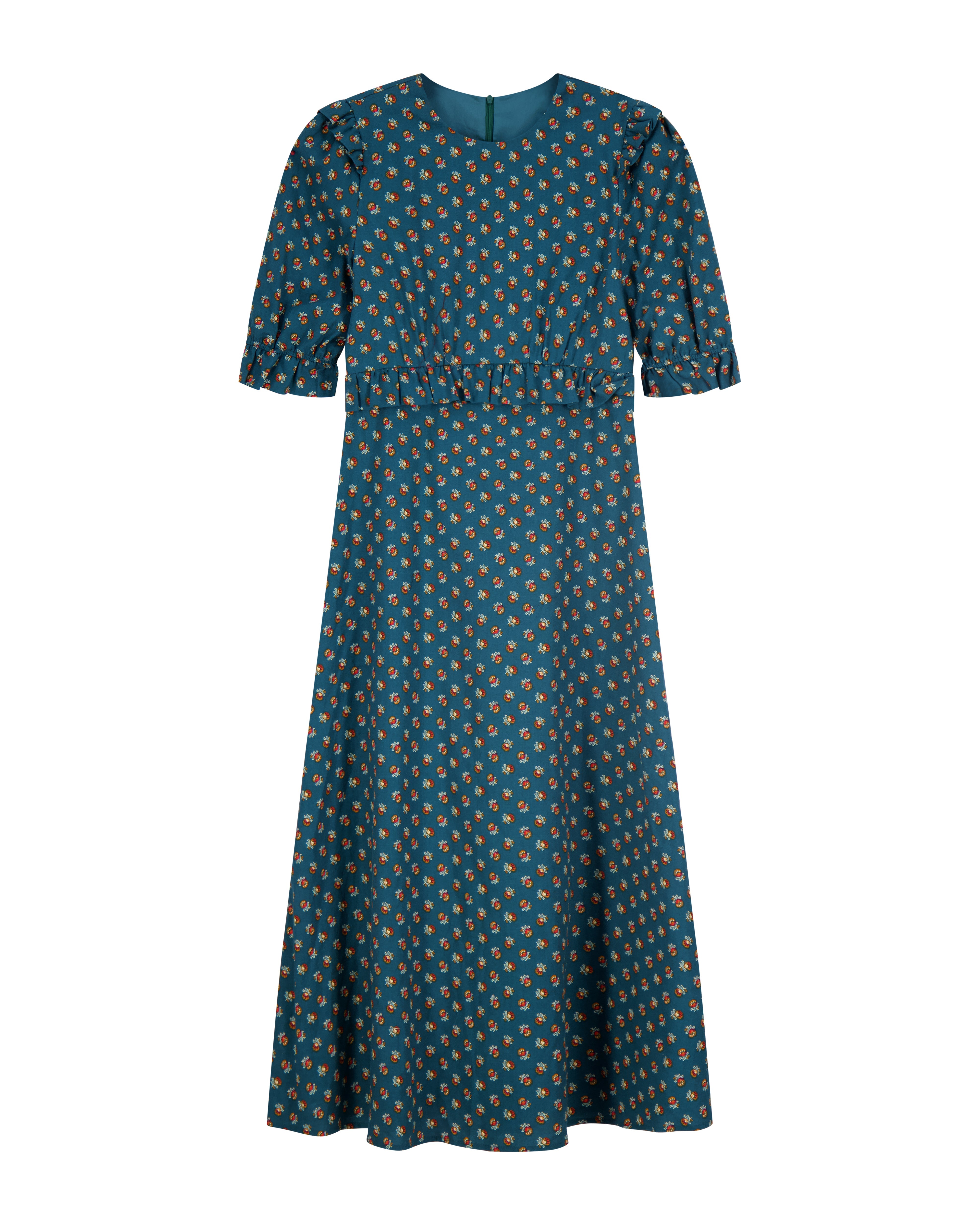 flutter sleeve empire waist dress B243021_Gorgeous Stretch Velvet Fit & Flare Gown with Empire Waist and Flutter Sleeves